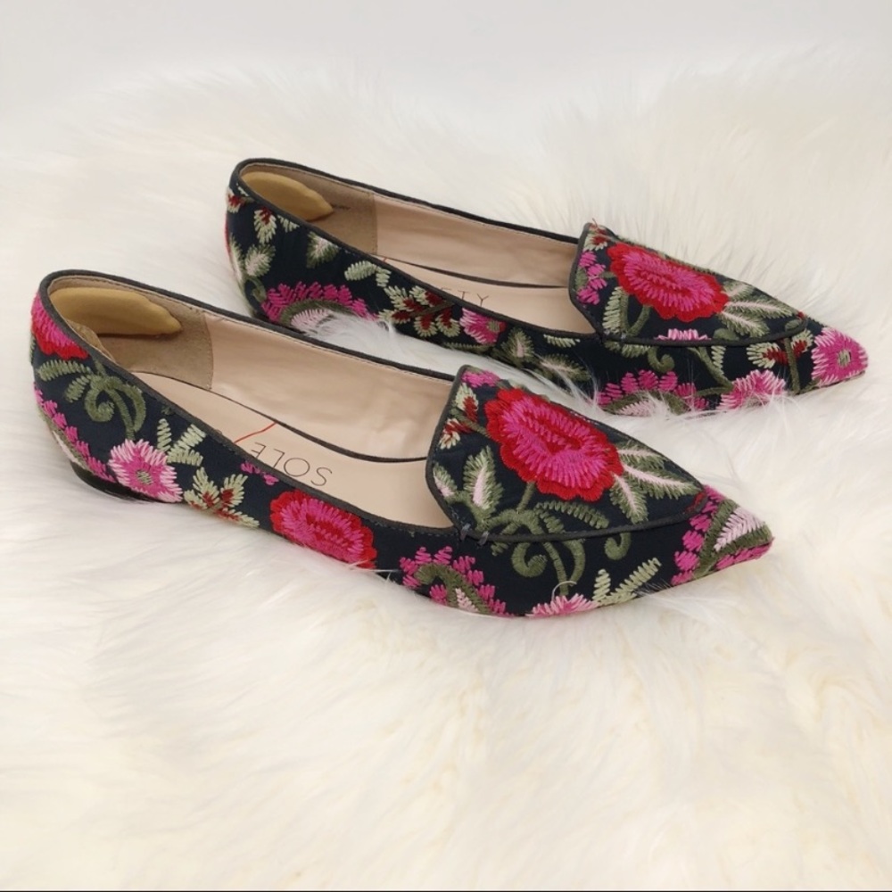 Sole Society Camilla embroidered pointed toe flat